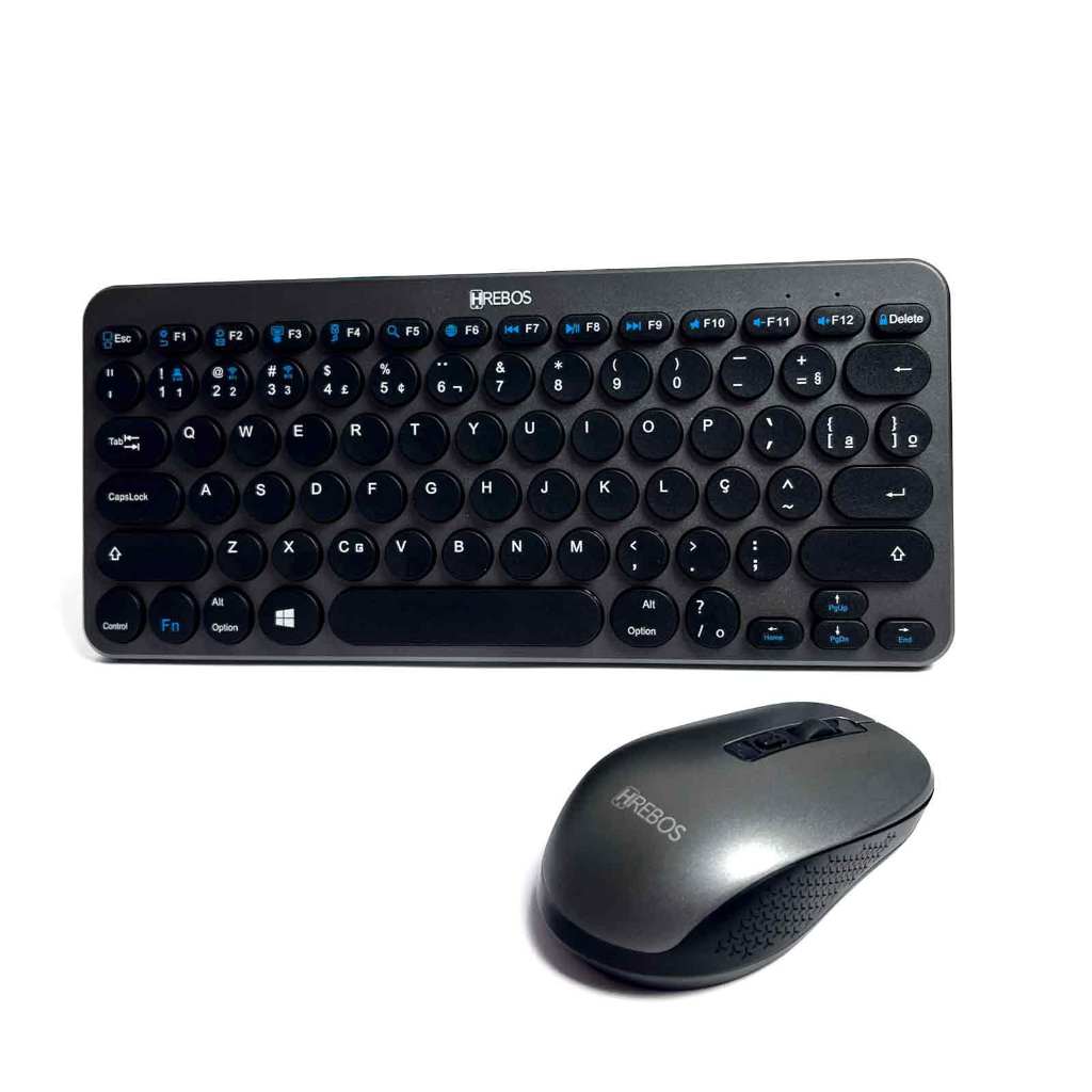 Kit Teclado + Mouse Zenkeys Mecânico Premium Cinza Dual Bluetooth e Wireless "USB" Hrebos Pilha  IF-241