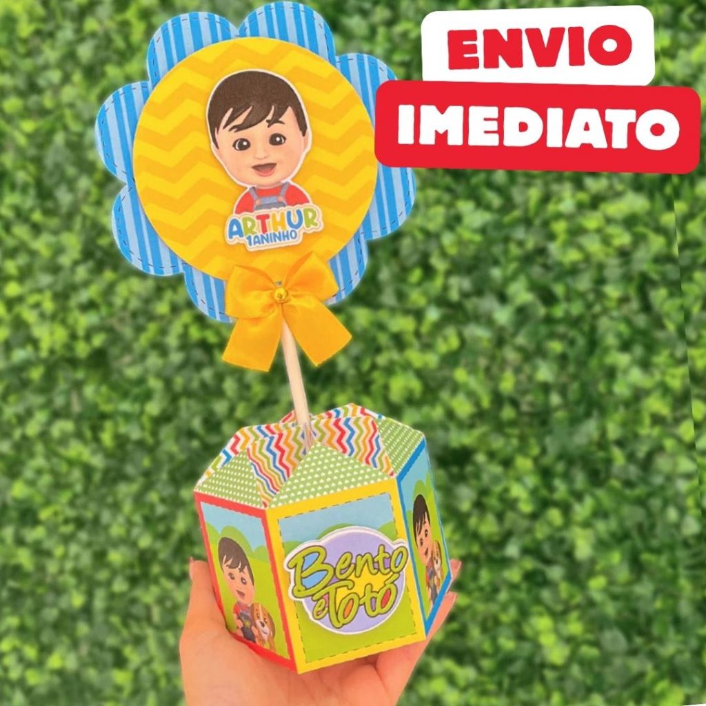 ENVIO RÁPIDO Kit de Centro de mesa Bento e Totó | Arranjo Enfeite Cachepô Lembrancinha Personalizado
