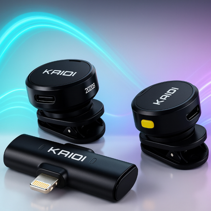Microfone Lapela Kaidi para iPhone com Sistema Duplo para Gravação Simultânea
