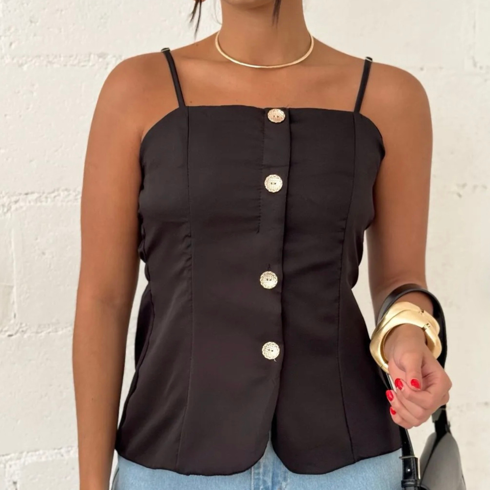Blusa Feminina Alfaiataria com Botões Social Chic Elegante Luxo Confortável Moderna Casual Trabalho