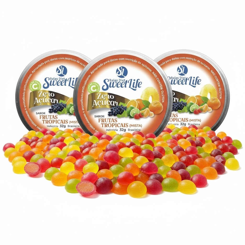 Kit 3 Bala Sweet Life Mista Diet Zero Açucar Lata 32g