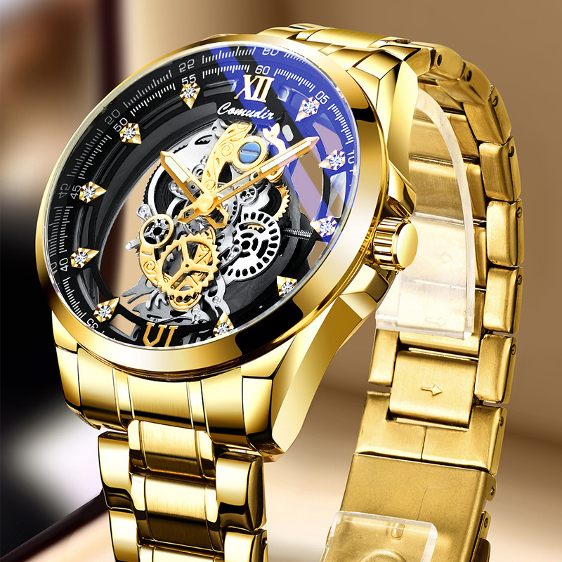 Relógio masculino, de quartzo, à prova d'água, de aço inoxidável e luminoso, com mostrador de data em Oferta na Shopee