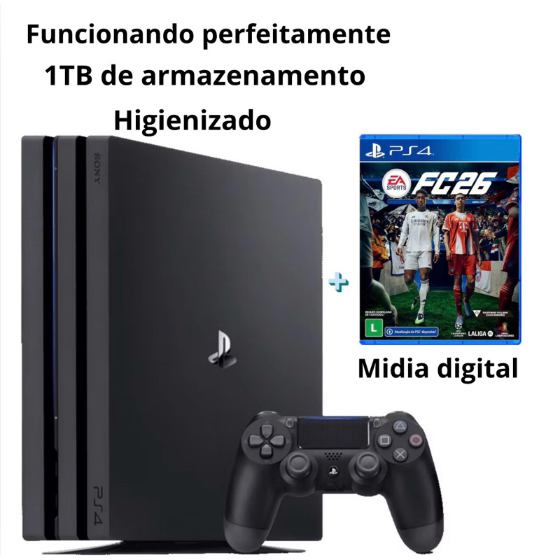 Console PlayStation 4 Pro 1TB + FC 26 brinde