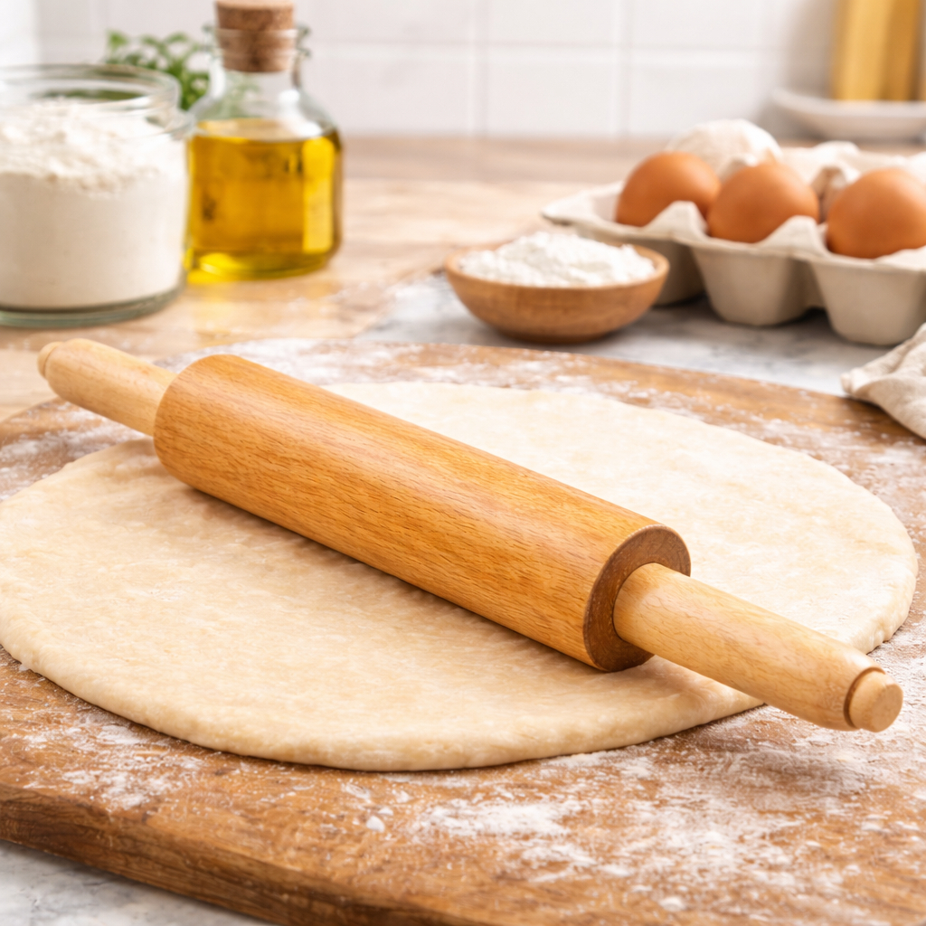 Rolo de Massa em Madeira Natural Profissional Para Pizza Pão Biscoito Cozinha
