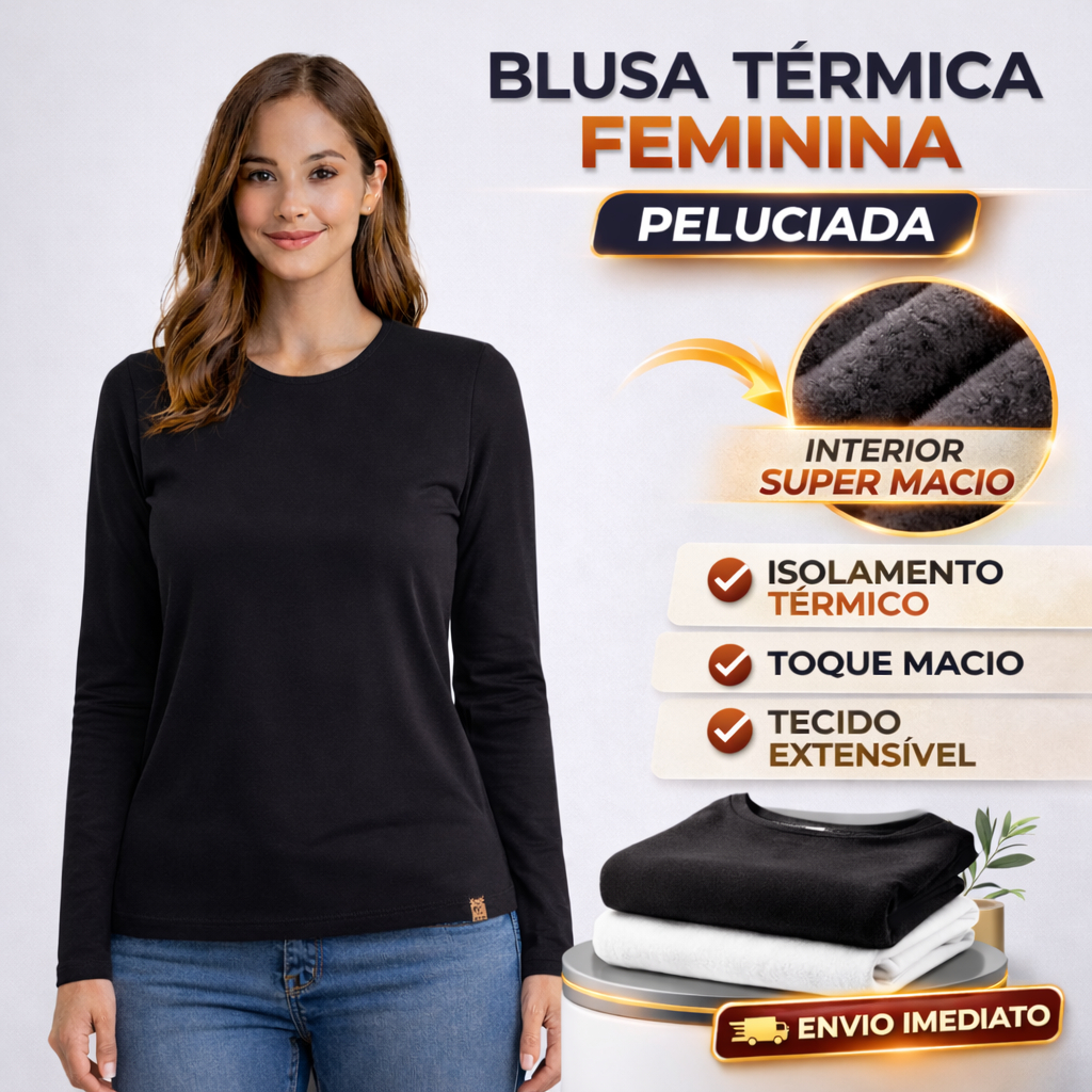 Blusa Térmica Peluciada Feminina Inverno Segunda Pele  Super Quentinha Confortável 26600-A