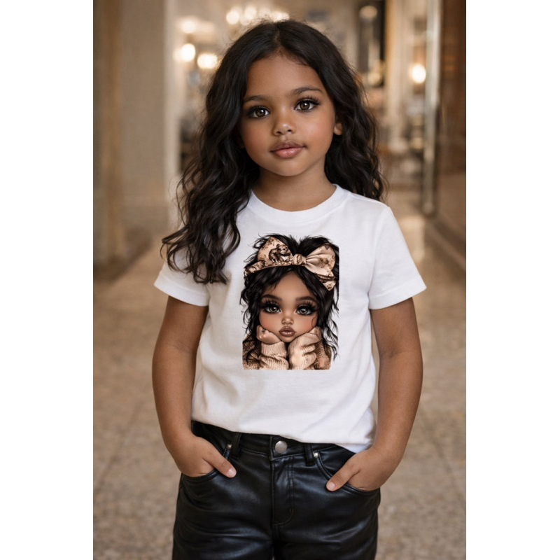 Camiseta Infantil Menina 100% Algodão Estampa Boneca Cute Baby Camisa Infantil Menina Moda Criança Envio Imediato