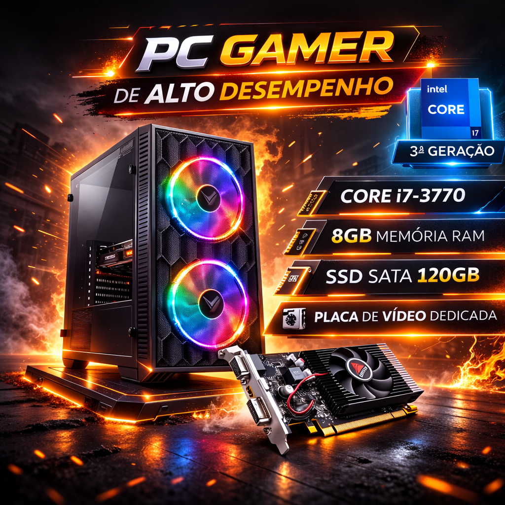 Computador Gamer Intel Core i7 - 8GB de RAM - SSD 120GB - Placa de Vídeo GT730 4GB