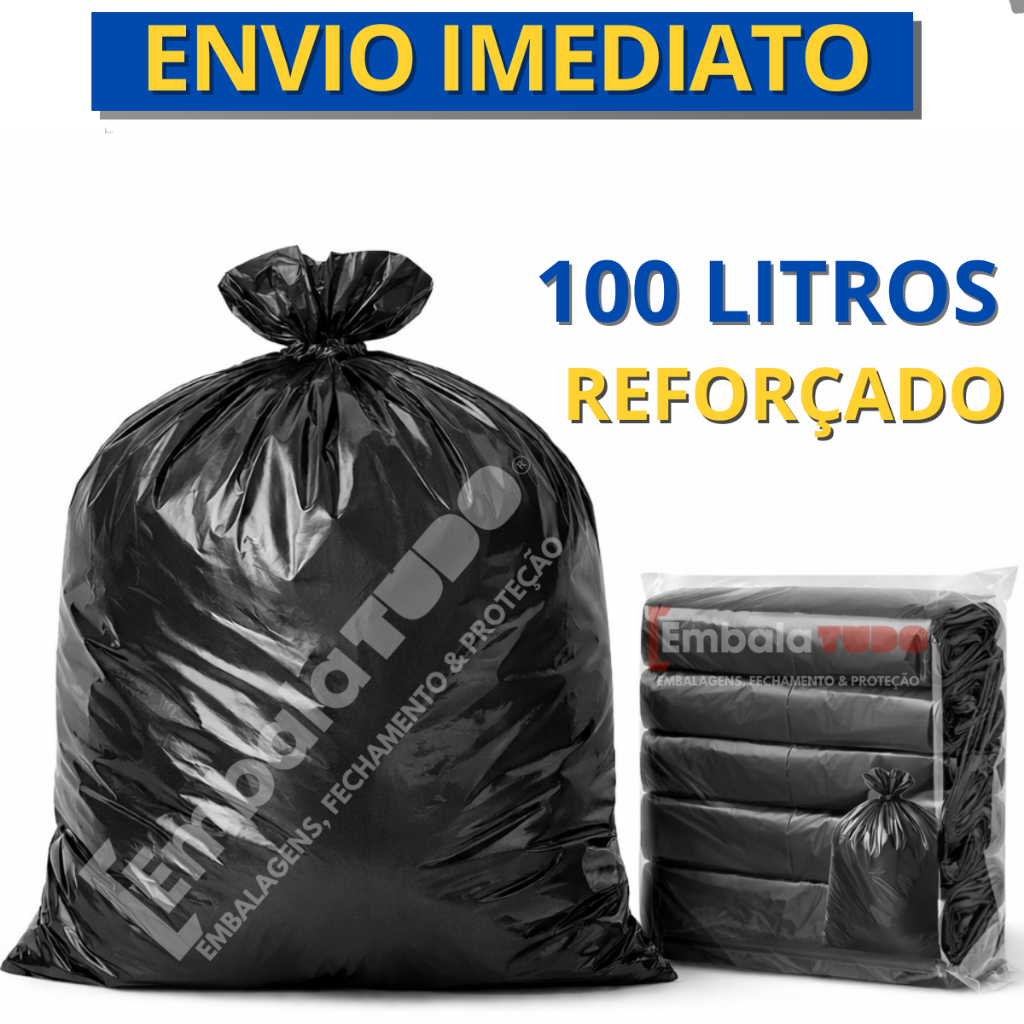 Saco de lixo 100 Litros Com 100 Unidades Reforçado direto da fábrica em Oferta na Shopee