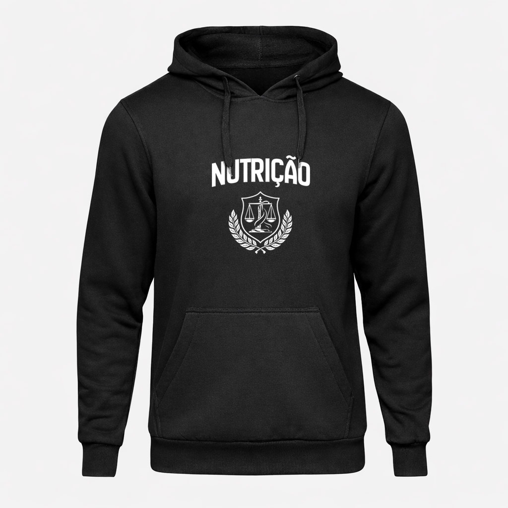 Moletom Unissex Estampa Nutrição Saúde Faculdade Profissão Capuz Blusa de Frio Algodão Canguru Dia