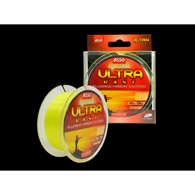 Linha ASSO Ultra Cast varias medidas 300mts amarela revestida com fluorcarbono