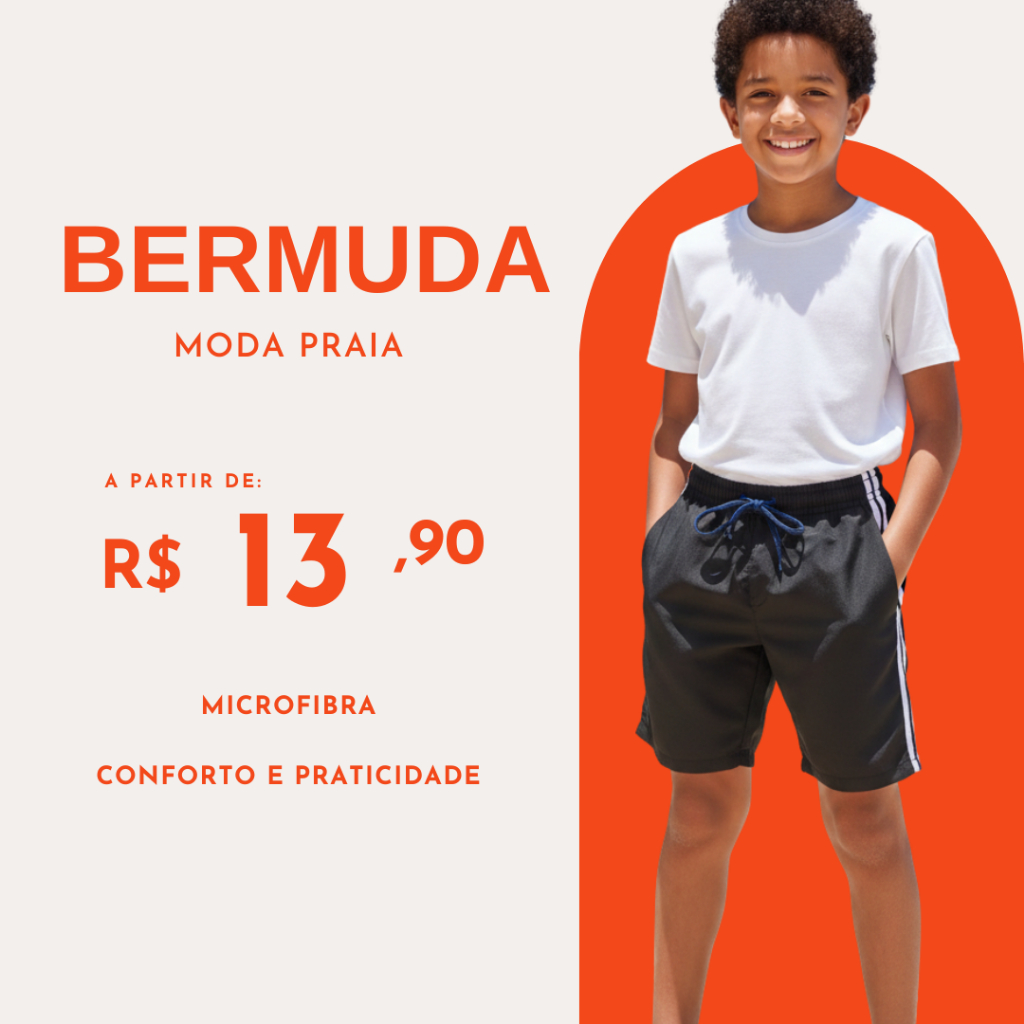 Bermuda infantil microfibra linda e confortável para seu filho