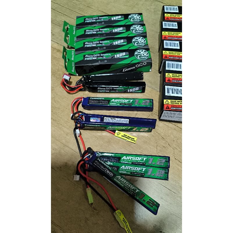 LIPO TURNING NANOTECH 7.4V / 11.1V 1200MAH / LIPO GENS ACE 11.1V 1500MAH CYMA ROSSI QGK M4