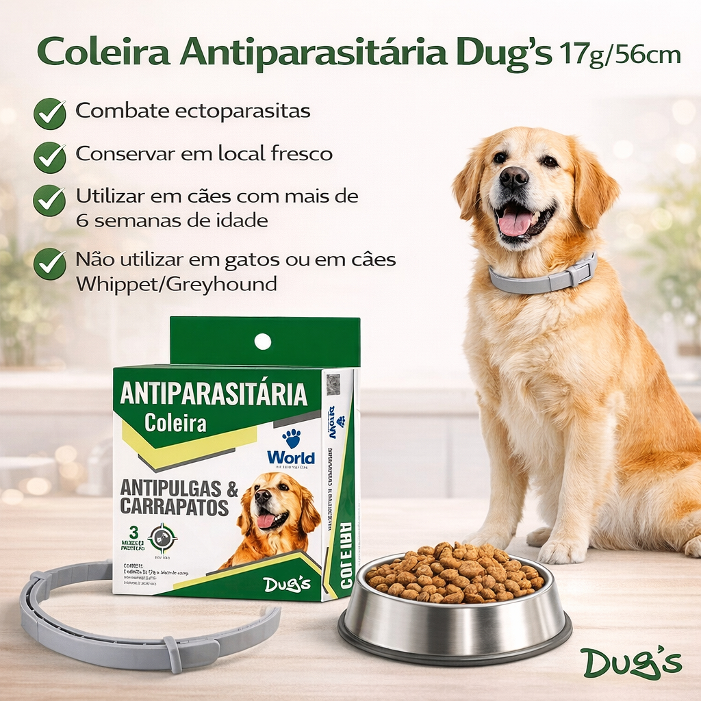 Coleira Antipulgas e Carrapatos p/ Cães 17g 56cm World em Oferta na Shopee