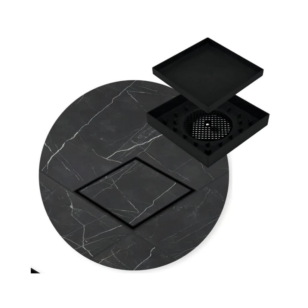 Ralo Oculto Piso Porcelanato Preto Dreno Inteligente 10x10 Seca Água