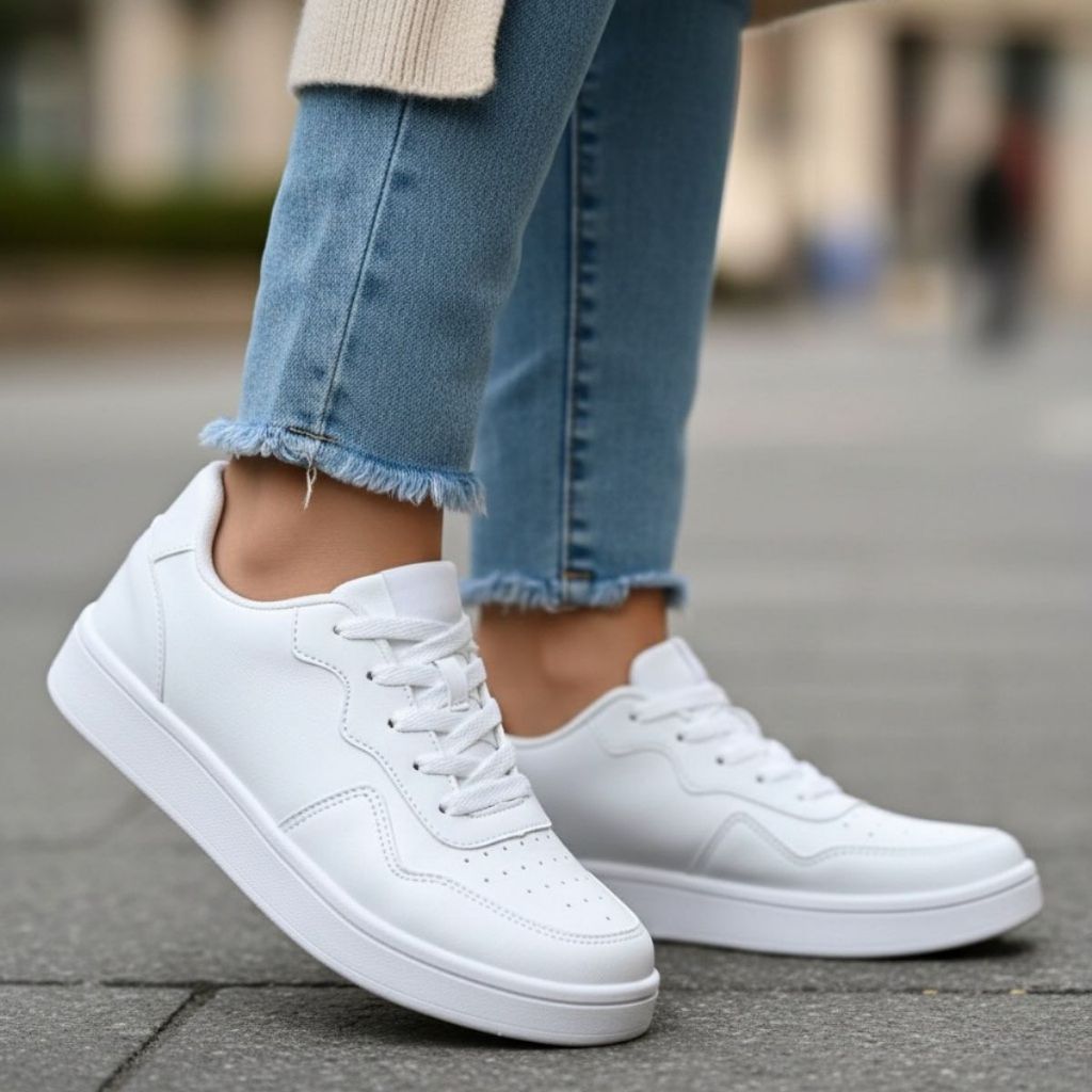 Tenis Femenino Masculino Sneakers Brancos Chiques Leves Co Ortáveis Cadarço Todas As Estações — R$ 23,70 em Shopee, 41% OFF
