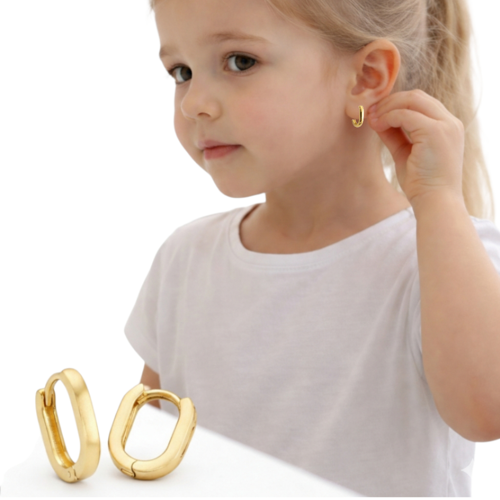 Brinco de argola infantil clássico delicado prata ou dourado hipoalergênico