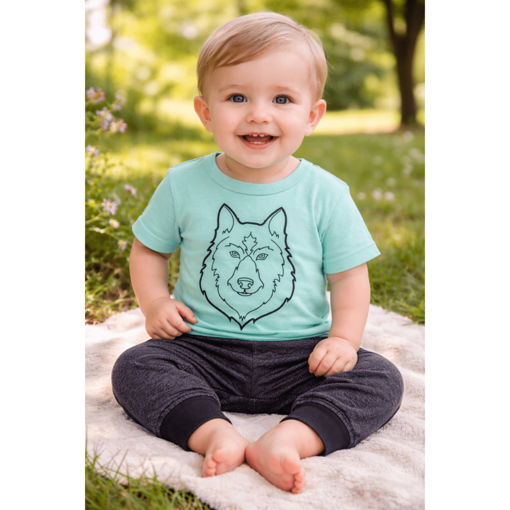 Conjunto Bebê Menino Camiseta Lobo Calça Confortável Estiloso Dia a Dia