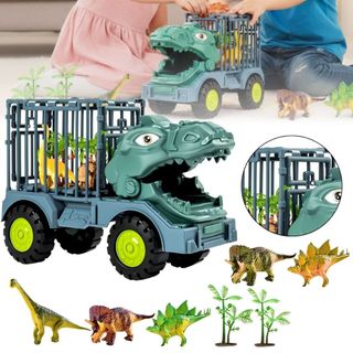 Carro Dinossauros Safari Brinquedo Caminhão Com 5 Dinossauros Divertido Crianças