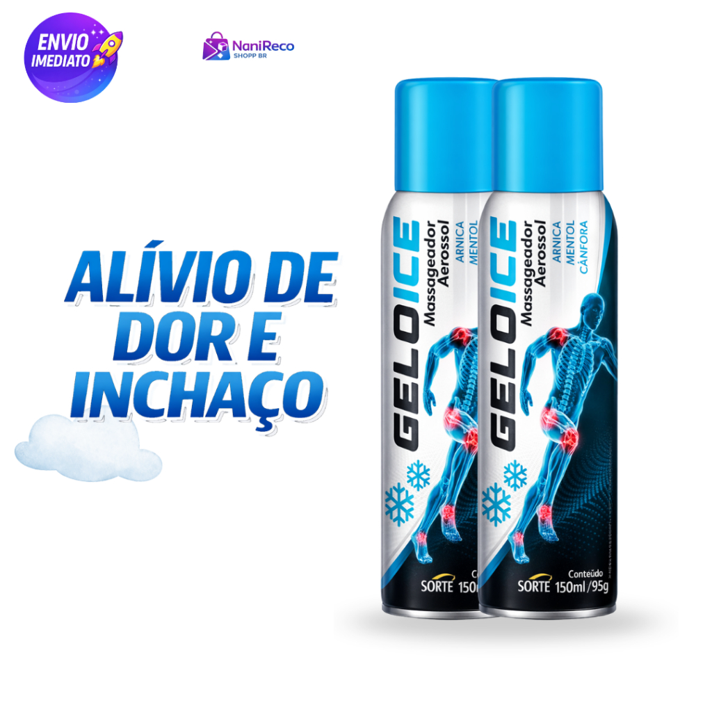 Spray Massageador 150ml Alívio Imediato Dor Inchaço Muscular Atletas Gelol Ice Aerossol em Oferta na Shopee