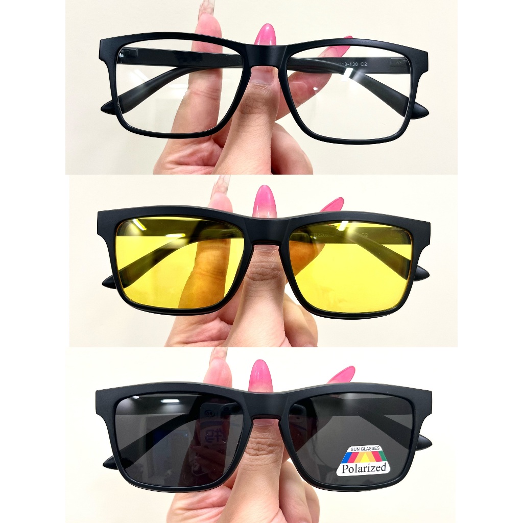 【LOUIE SHARK】Óculos Armação Clipon Para Grau 3 em 1 Masculino Lentes Polarizadas Dia E Night