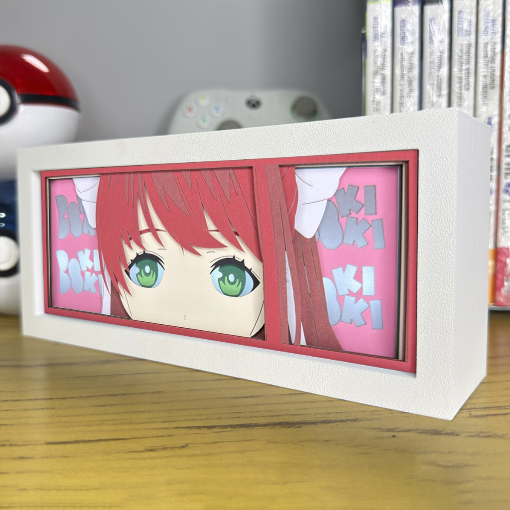 Luminária Lightbox Anime 3D LED Decoração de Mesa PC Gamer Doki Doki Literature Club Monika