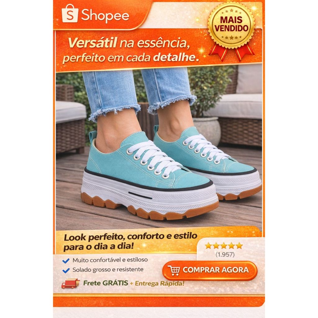 Tênis Feminino Cano Baixo Plataforma em Oferta na Shopee