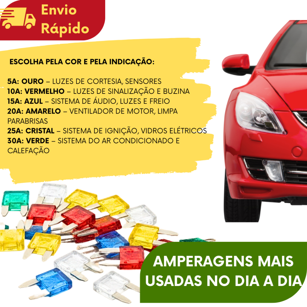 Fusível Automotivo KIT (10/20/30/40/50/60) Proteção Veicular KIT Fusível Mini Para Carros