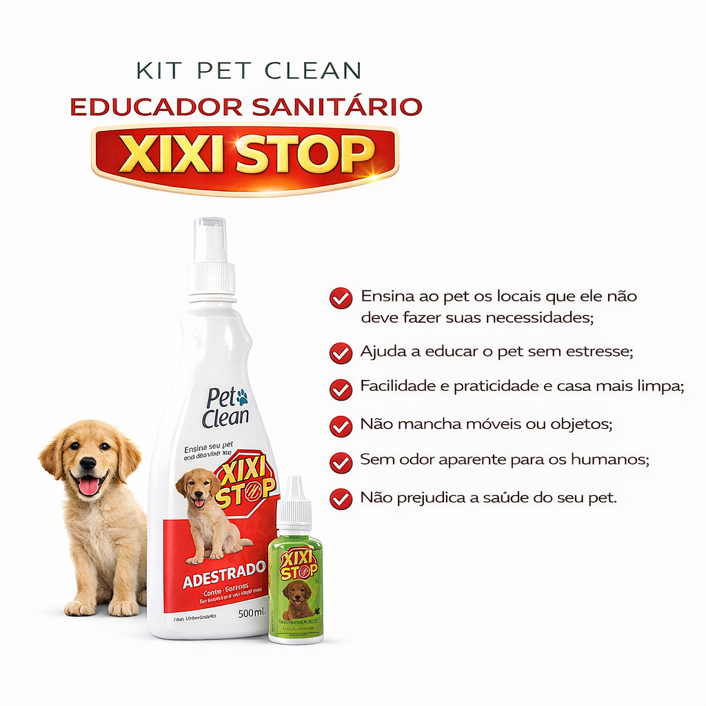 Kit Educador Xixi Não p/ Cães Adultos e Filhotes Adestrador 500ml Pet Clean em Oferta na Shopee