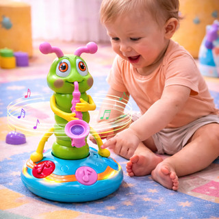 Lagarta Musical Dançante Infantil 360° Luzes Sons Brinquedo Interativo Educativo Bebê Infantil