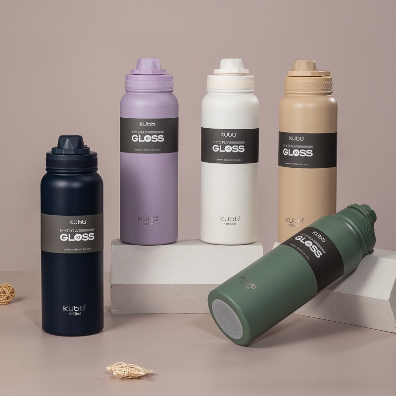 Garrafa Térmica Hydra Inox 420ml 750ml e 1050ml com Alça | Mantém Quente e Frio À Prova de Vazamento