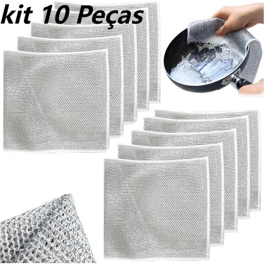 Imagem Kit 5/10/15 Panos De Limpeza Aço Premium Arear Panela Fogão Toalha Louça Tira Gordura Reutilizável
