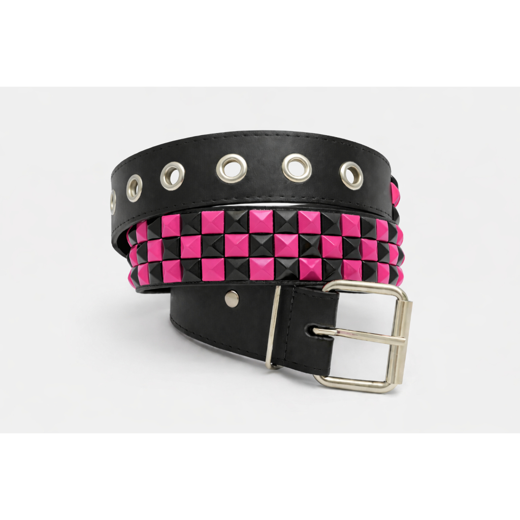 Cinto Emo Spike Rosa Pink e Preto Punk Rock em Oferta na Shopee