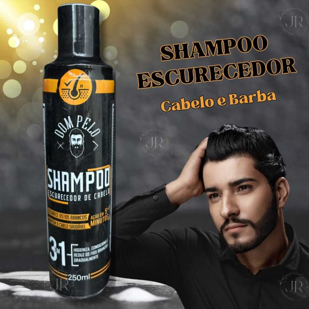 Shampoo Escurecedor Cabelo Brancos E Barba Dom Pelo Tonalizante Condicionador + Brilho 250ml