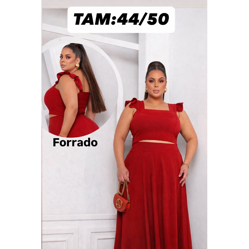 conjunto saia godê com croped , conjunto plus size , conjunto tecido dunas forrado tamanho 44/50 conjunto manu