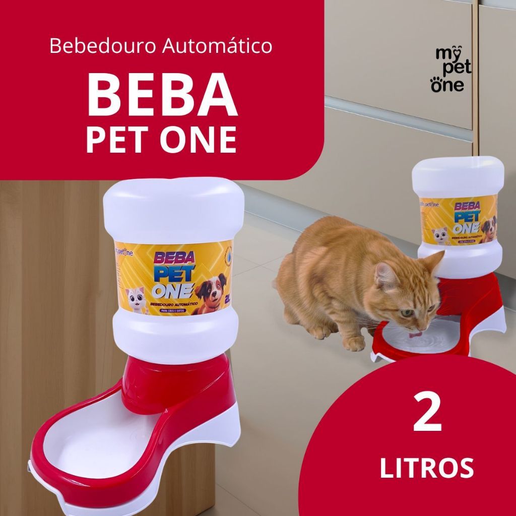 Bebedouro Automático Beba Pet One Vermelho - Galão 2 Litros em Oferta na Shopee