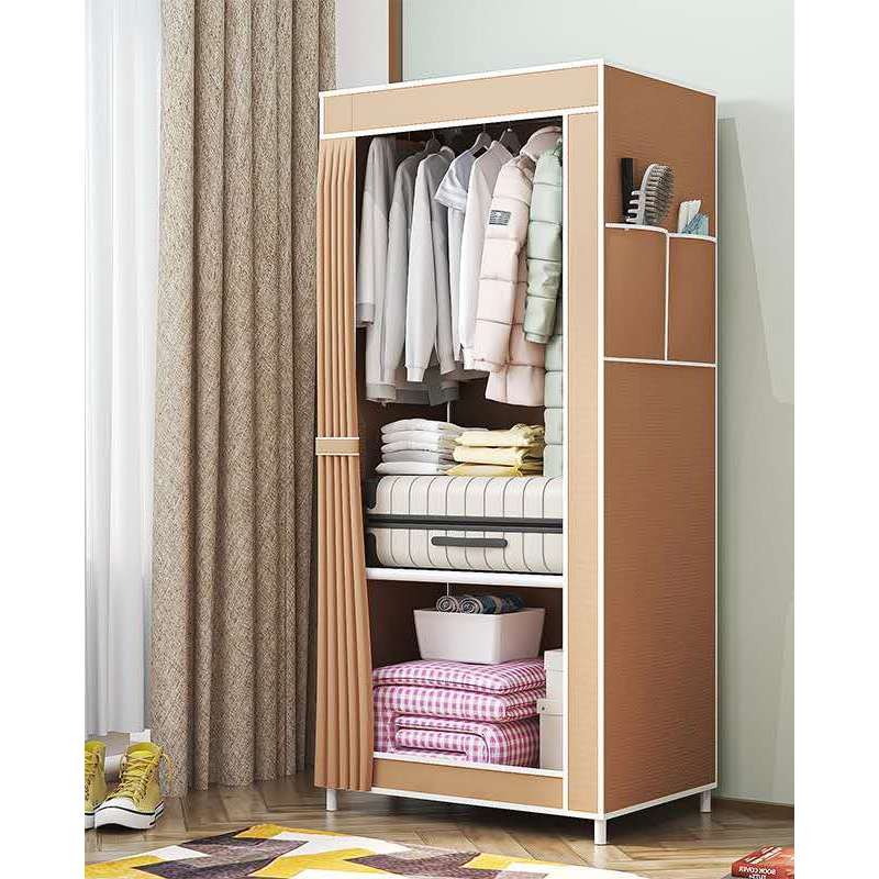 Guarda-Roupa Aramado 146cm Organizador de Roupas com Porta Cortina