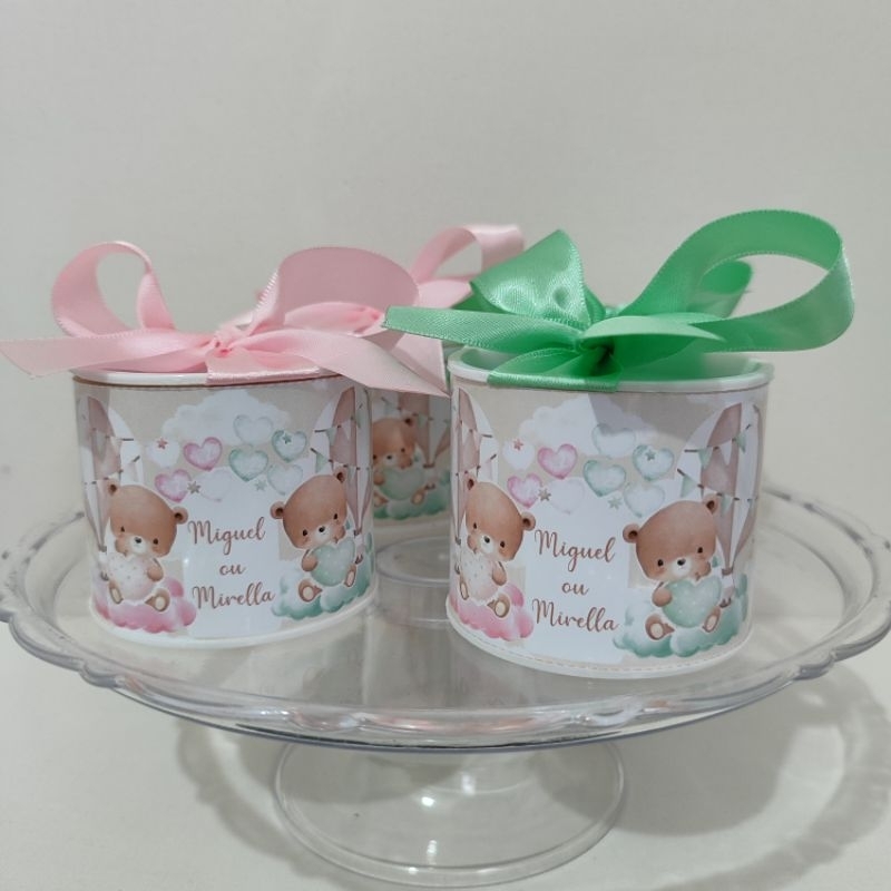 Kit10 Tubolatas Personalizadas 5x6-CHA REVELAÇÃO VERDE E ROSA URSINHO BALOEIRO 1-Lembrancinha Maternidade-DIVERSOS TEMAS