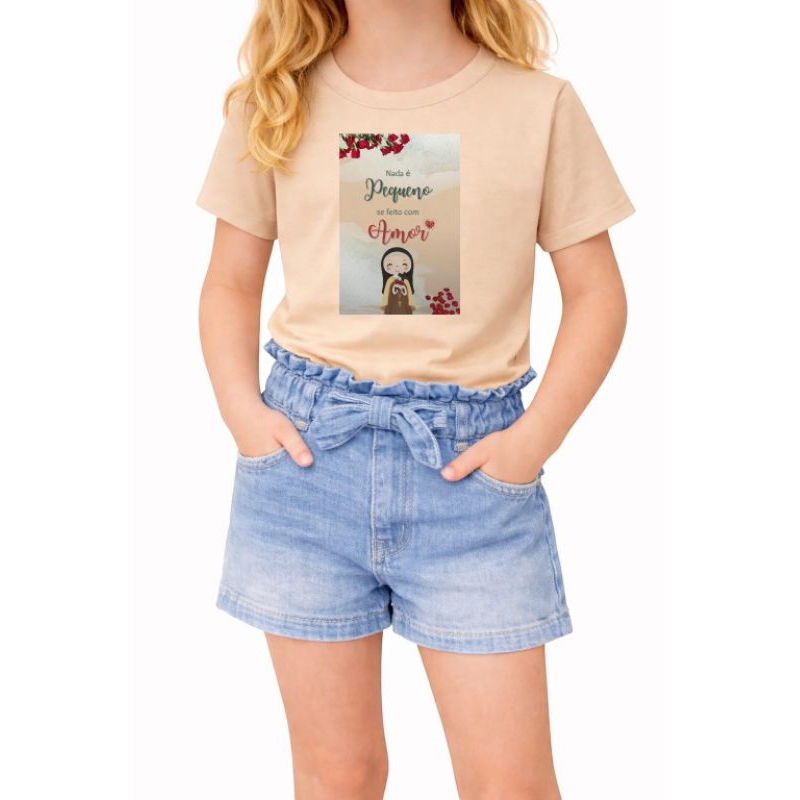 Camiseta  infantil Santa Terezinha católica do 2 ao 14. 100% algodão unissex em Oferta na Shopee