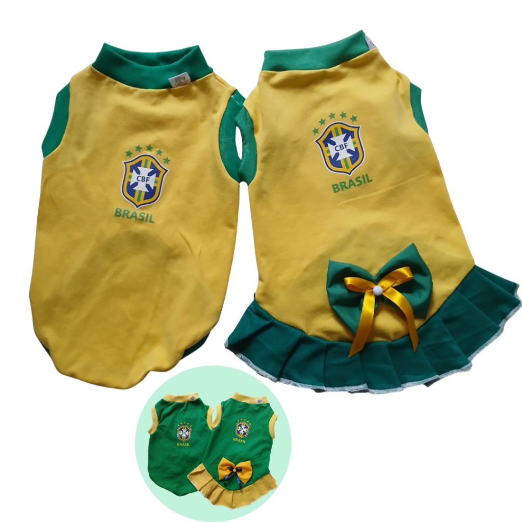 Blusa Pet Copa Brasil 2026 Camisa para Macho e Fêmea Roupinha para Gato e Cães Times