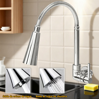 Torneira Gourmet Cozinha Parede Mesa Pia Flexível Cromada Dupla Função 1/4 Volta Metal Inox em Oferta na Shopee
