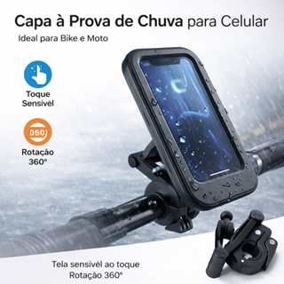 Suporte Celular Bike Moto Capa à Prova de Chuva Rotação 360° Tela Sensível em Oferta na Shopee