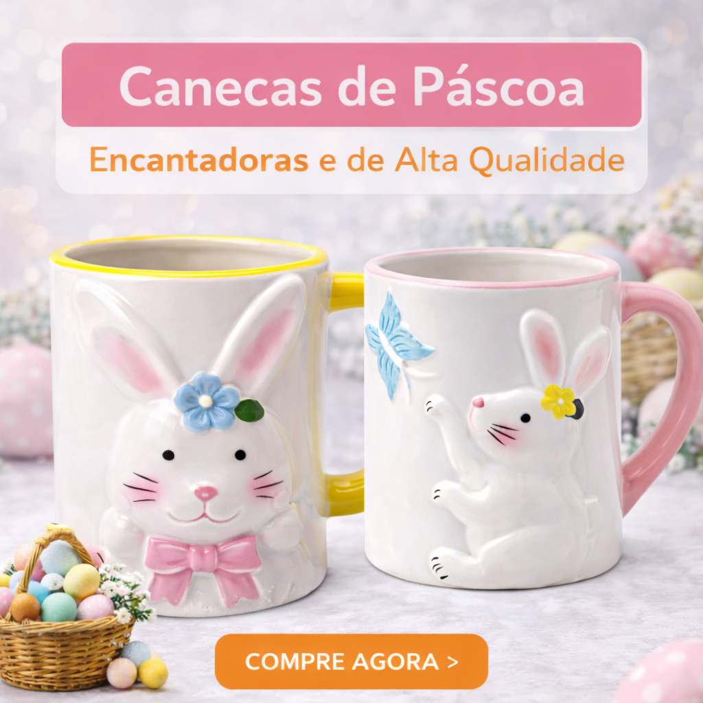 Caneca De Páscoa 330ML Coelho Garden Enfeite Decoração Cerâmica em Oferta na Shopee