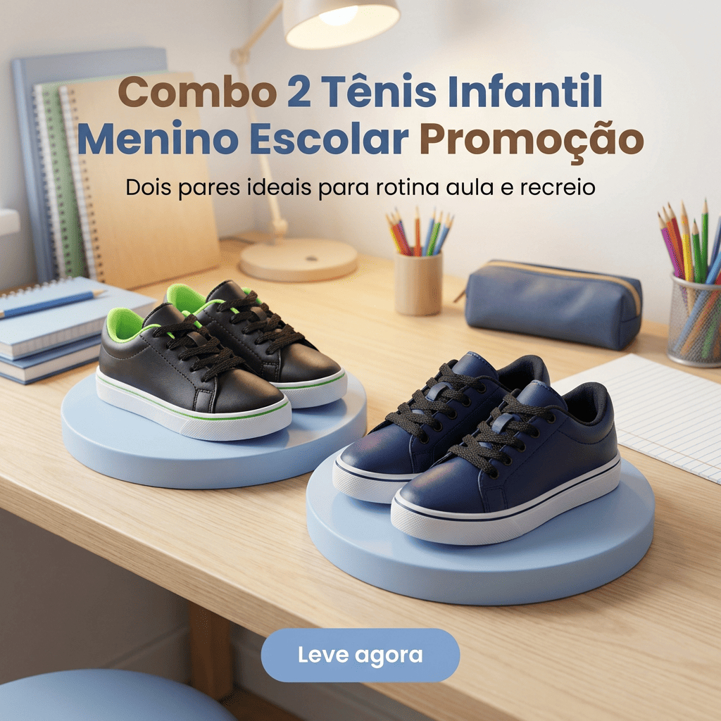 Combo 2 Tênis Infantil Menino Escolar - Dois Pares Ideais Para Rotina De Aulas 26 ao 33 - LEVE AGORA