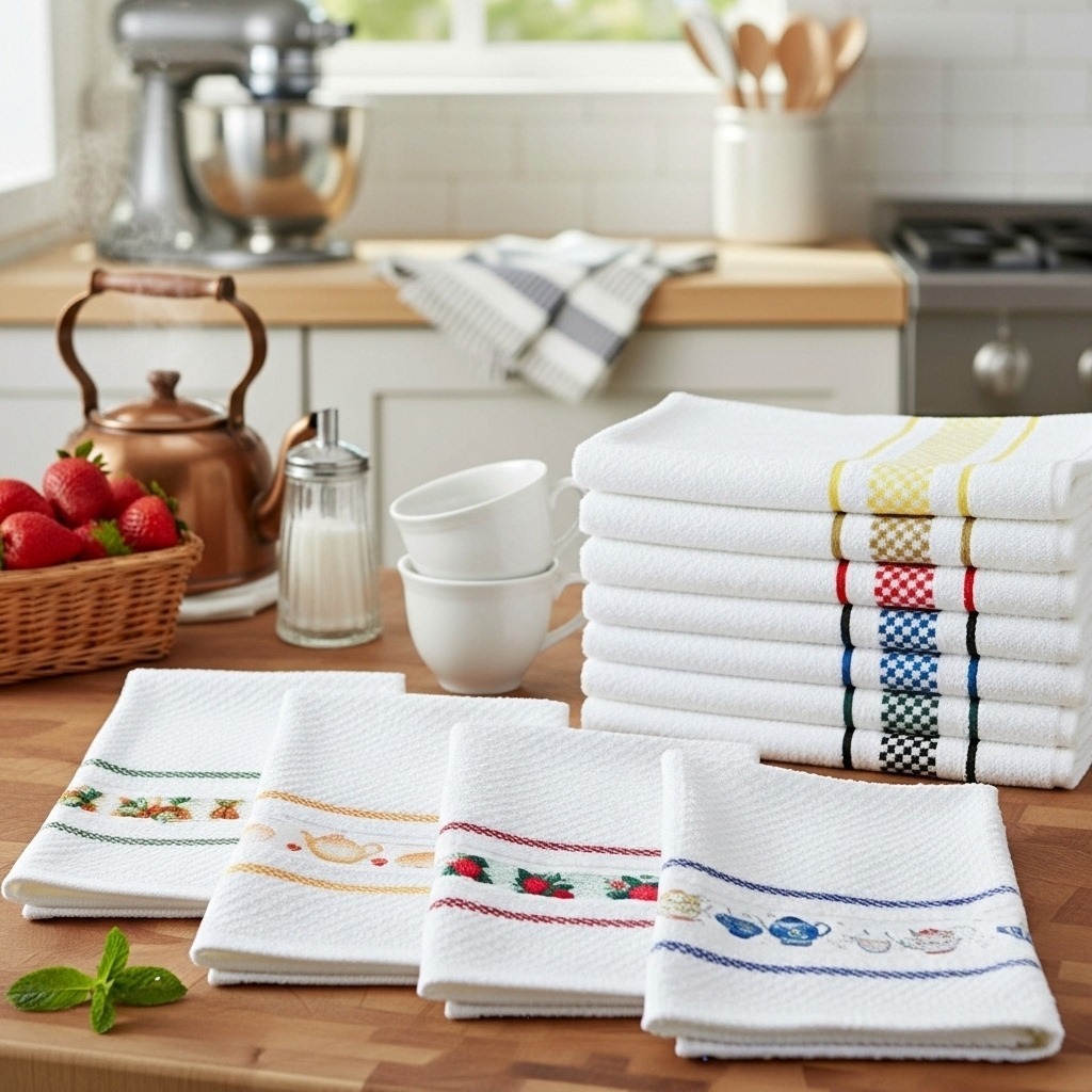 Kit 5 Panos de Prato Copa 40x70 Jacquard Atoalhado Toalha De Cozinha