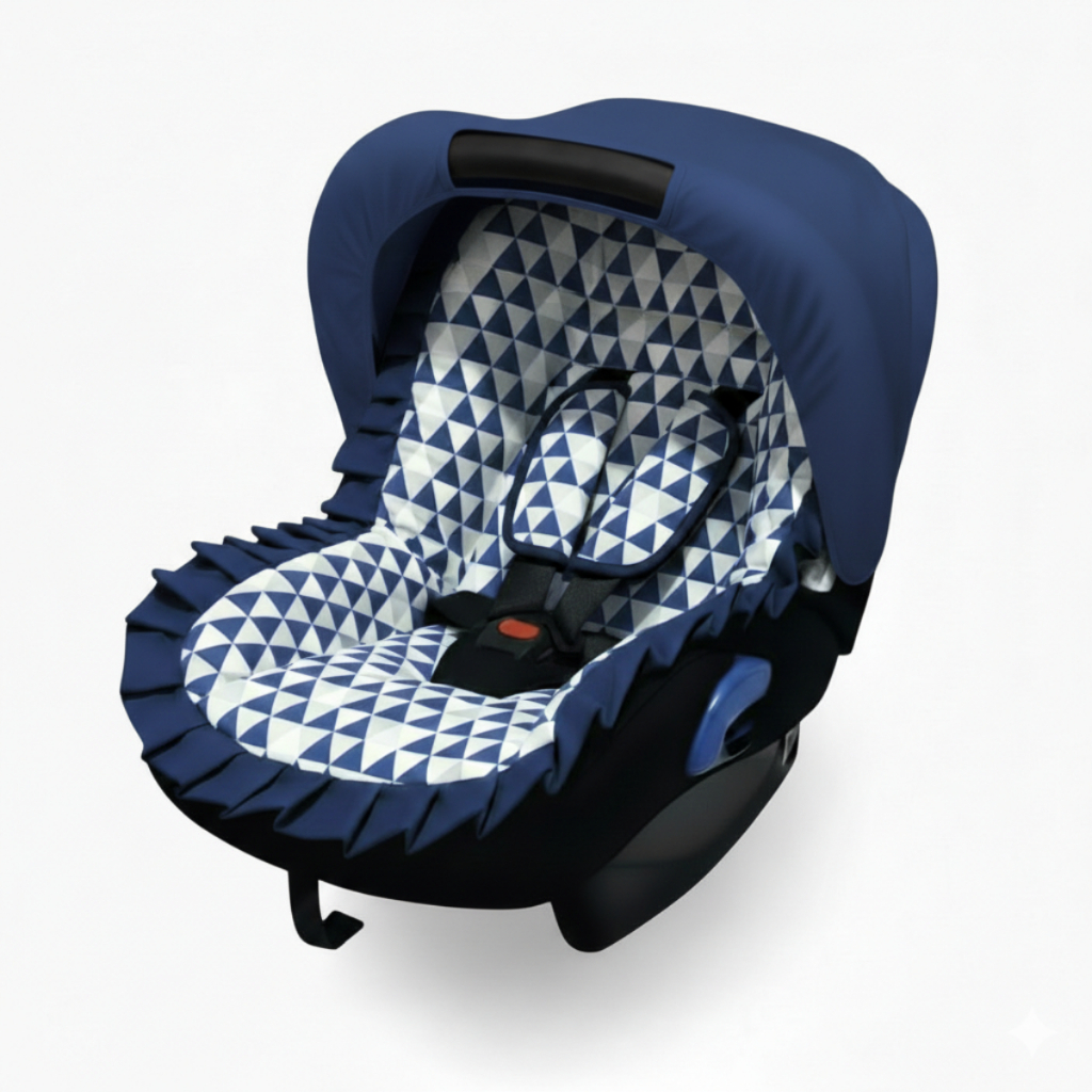 Kit Capa de Bebe Conforto + Protetor de Cinto + Capota Solar com Tecido Estampado 100% Algodão