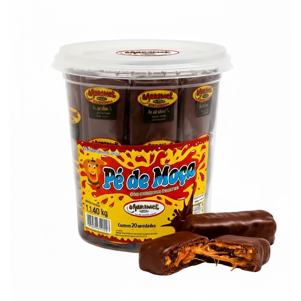 Pé de Moça Doces Manamel Cobertura de Chocolate Pote 20 unidades