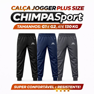 Calça Jogger Plus Size Chimpa Sport G1,G2 Até 130KG Academia Trabalho Frio Futebol com 2 bolsos com zíper envio imediato em Oferta na Shopee