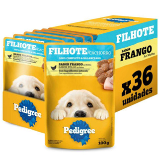 Ração Úmida Pedigree Sachê Frango ao Molho para Cães Filhotes - 36 Unidades de 100g em Oferta na Shopee
