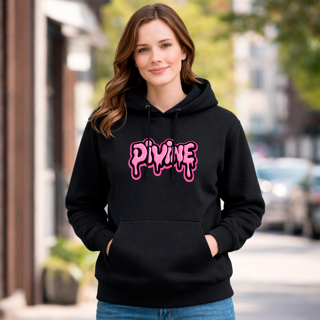 Moletom Canguru Feminino Divine Personalizado Bolso e Gorro Algodão