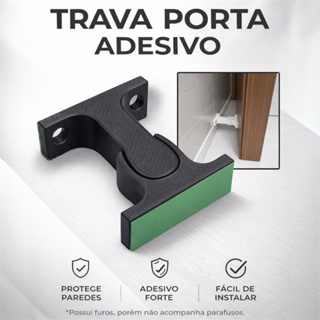 Trava Porta Adesiva com Dupla Face Fixador Prendedor com Furo para Parafuso Parede Madeira Vidro em Oferta na Shopee